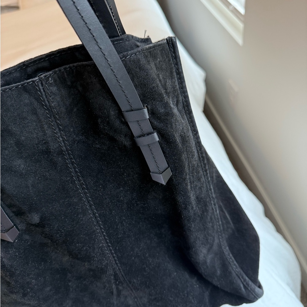 Zara Black Suede Hobo Tote - Picture 2 of 3